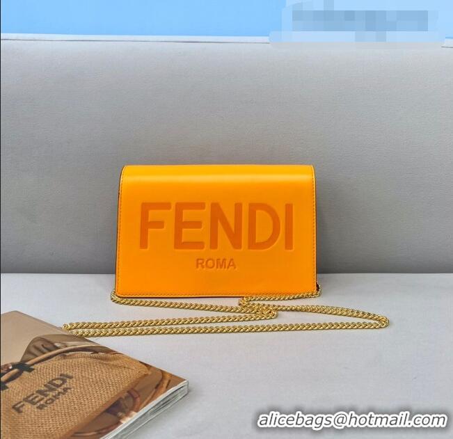 Cheapest Fendi Leather Wallet on Chain Mini Bag FD0417 Orange 2021