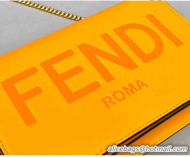 Cheapest Fendi Leather Wallet on Chain Mini Bag FD0417 Orange 2021