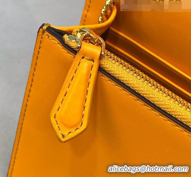 Cheapest Fendi Leather Wallet on Chain Mini Bag FD0417 Orange 2021