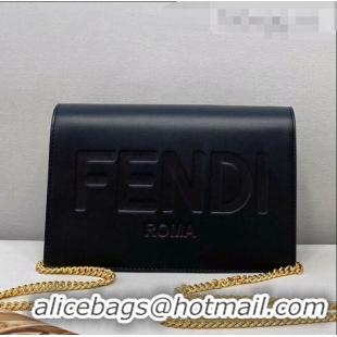 Low Cost Fendi Leather Wallet on Chain Mini Bag FD0417 Black 2021