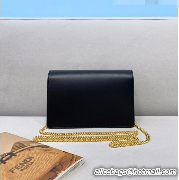 Low Cost Fendi Leather Wallet on Chain Mini Bag FD0417 Black 2021