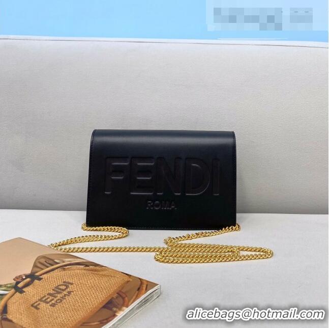 Low Cost Fendi Leather Wallet on Chain Mini Bag FD0417 Black 2021