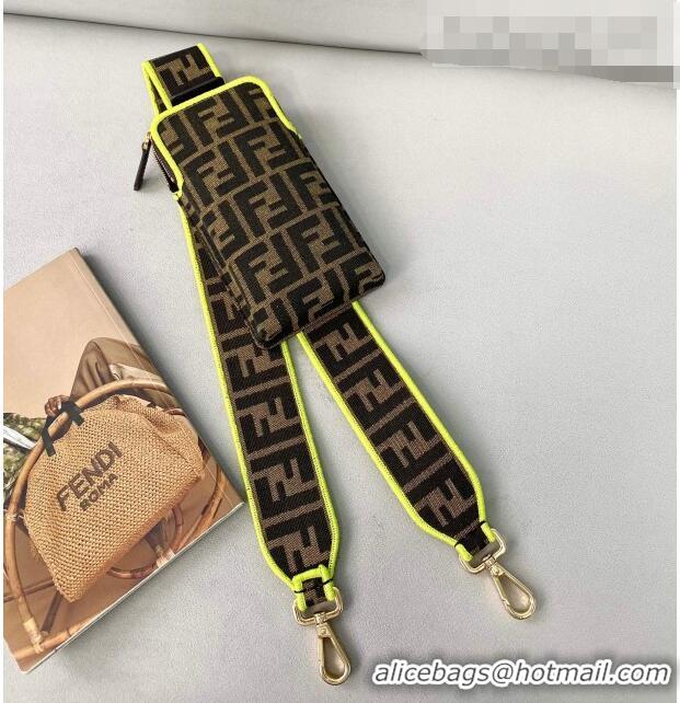 Buy Discount Fendi Strap You Canvas FF Shoulder Strap with iPhone Pocket FD0420 Green 2021