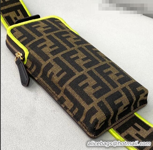 Buy Discount Fendi Strap You Canvas FF Shoulder Strap with iPhone Pocket FD0420 Green 2021