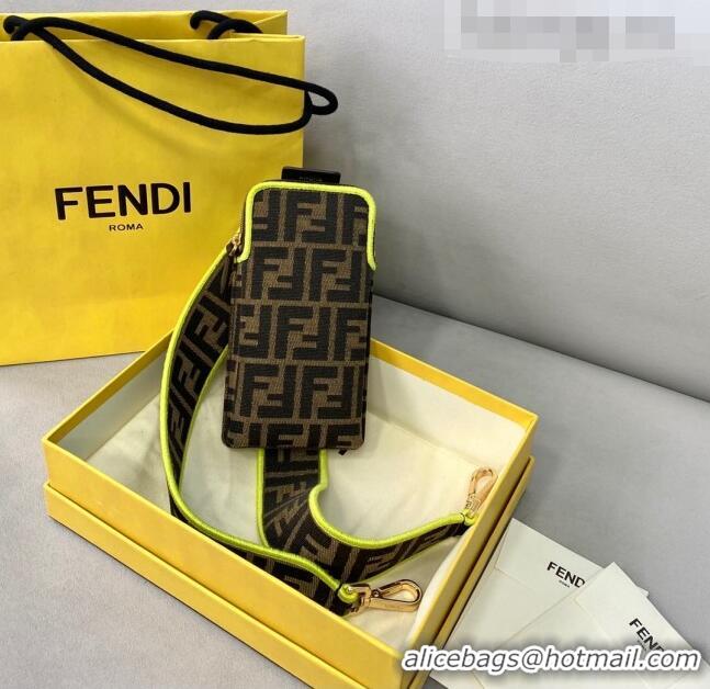 Buy Discount Fendi Strap You Canvas FF Shoulder Strap with iPhone Pocket FD0420 Green 2021