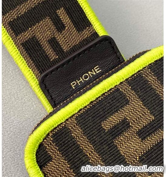 Buy Discount Fendi Strap You Canvas FF Shoulder Strap with iPhone Pocket FD0420 Green 2021