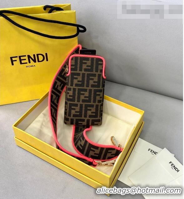 Top Quality Fendi Strap You Canvas FF Shoulder Strap with iPhone Pocket FD0420 Pink 2021