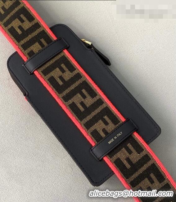 Top Quality Fendi Strap You Canvas FF Shoulder Strap with iPhone Pocket FD0420 Pink 2021