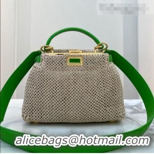 Low Cost Fendi Peekaboo Woven Straw Mini Bag FD0423 Beige 2021