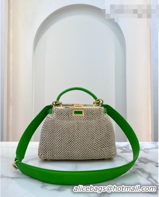 Low Cost Fendi Peekaboo Woven Straw Mini Bag FD0423 Beige 2021