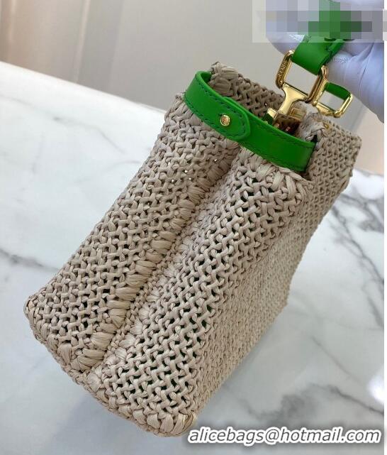 Low Cost Fendi Peekaboo Woven Straw Mini Bag FD0423 Beige 2021