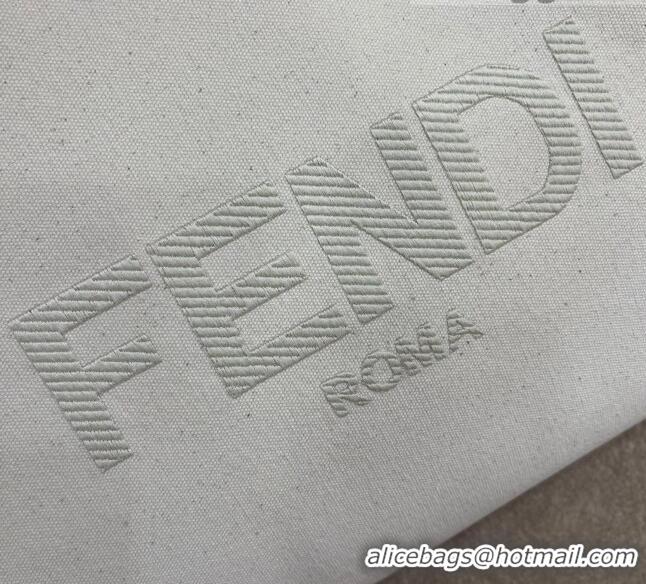 Discount Fendi Peekaboo X-Tote Logo Canvas Tote Bag FD0425 White 2021