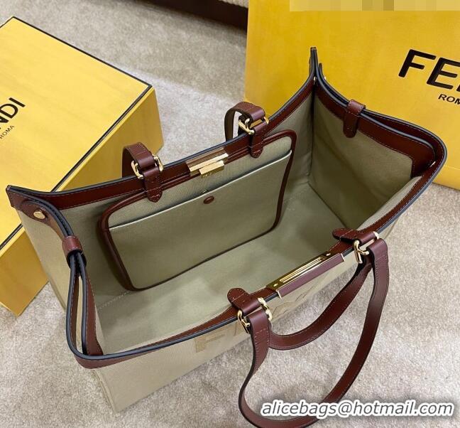 Best Price Fendi Peekaboo X-Tote Logo Canvas Tote Bag FD0425 Beige 2021