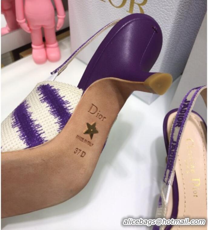 Best Price Dior J'Adior Slingback Pumps 6.5cm in Purple D-Stripes Embroidery 061114