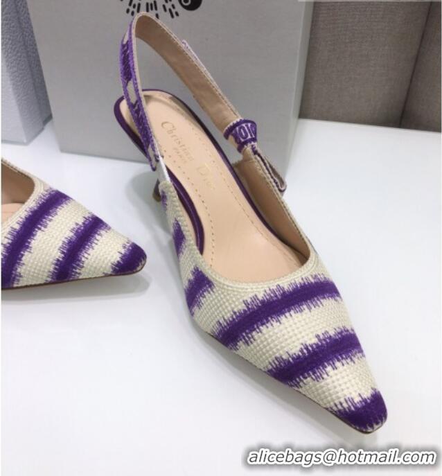 Best Price Dior J'Adior Slingback Pumps 6.5cm in Purple D-Stripes Embroidery 061114