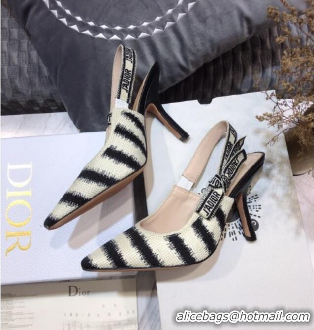 Purchase Dior J'Adior Slingback Pumps 9.5cm in Blue D-Stripes Embroidery 061116