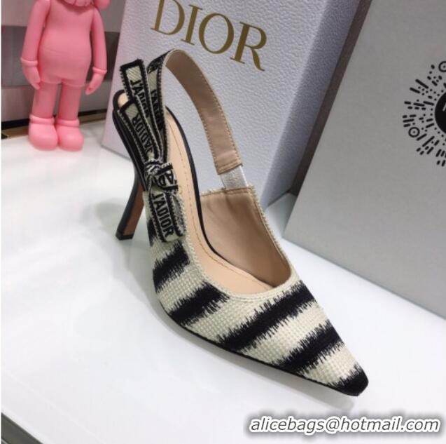 Purchase Dior J'Adior Slingback Pumps 9.5cm in Blue D-Stripes Embroidery 061116