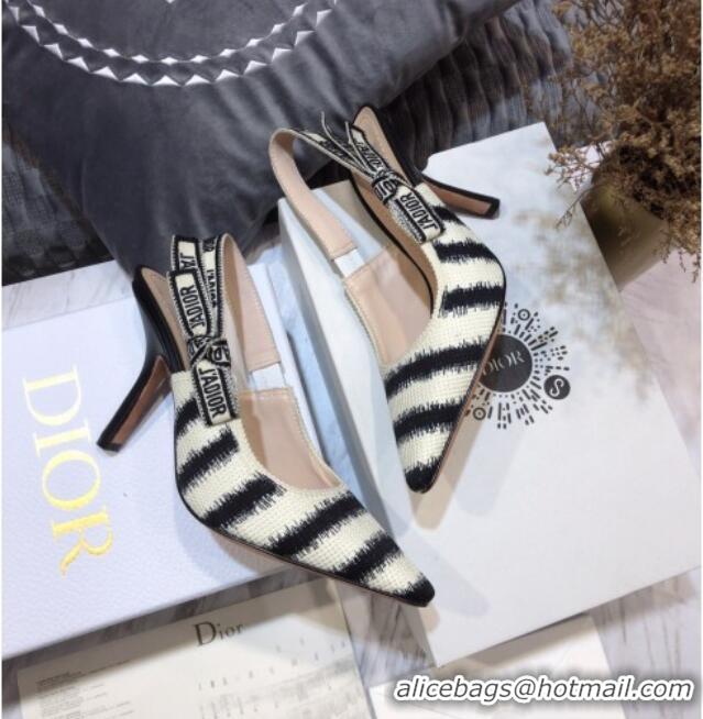 Purchase Dior J'Adior Slingback Pumps 9.5cm in Blue D-Stripes Embroidery 061116