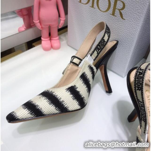 Purchase Dior J'Adior Slingback Pumps 9.5cm in Blue D-Stripes Embroidery 061116