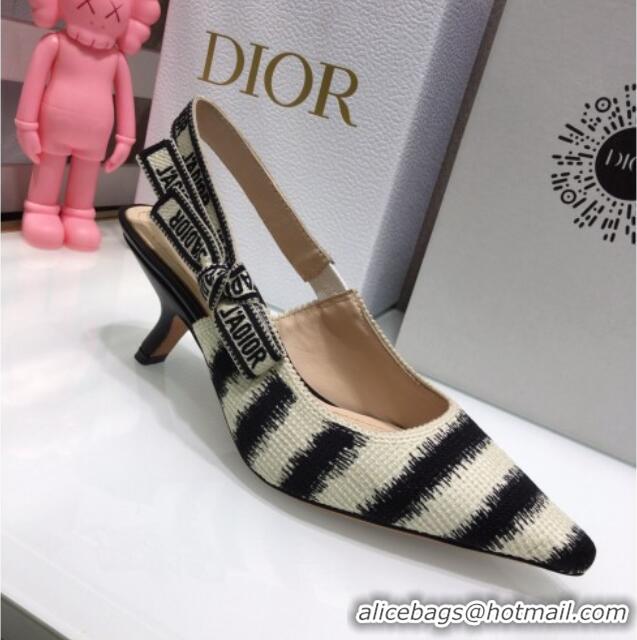 Perfect Dior J'Adior Slingback Pumps 6.5cm in Blue D-Stripes Embroidery 061117