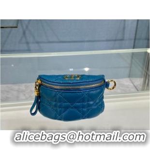 Classic Discount DETACHABLE DIOR CARO HALF-MOON COIN PURSE S5033U BLUE