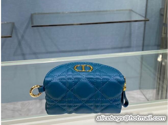 Classic Discount DETACHABLE DIOR CARO HALF-MOON COIN PURSE S5033U BLUE