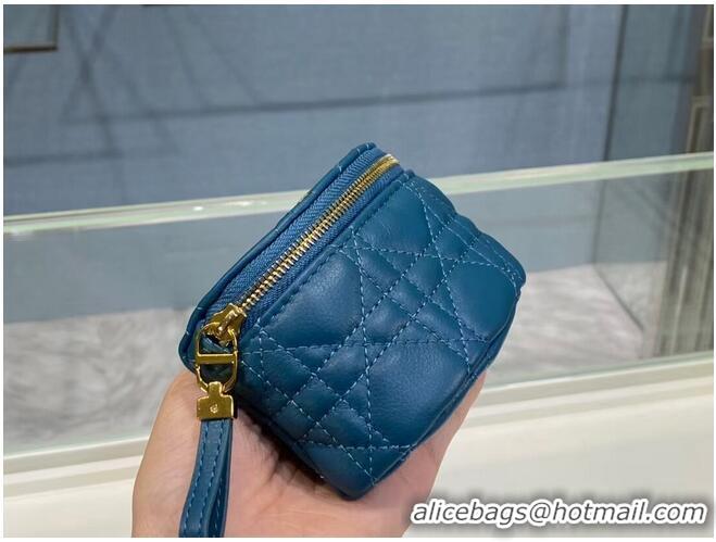 Classic Discount DETACHABLE DIOR CARO HALF-MOON COIN PURSE S5033U BLUE