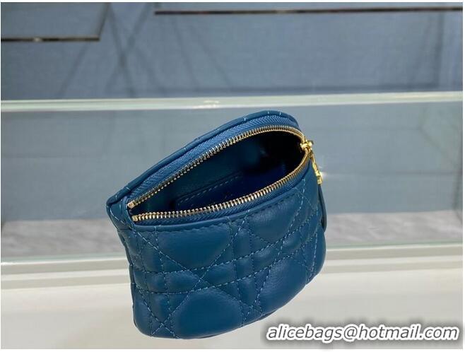 Classic Discount DETACHABLE DIOR CARO HALF-MOON COIN PURSE S5033U BLUE