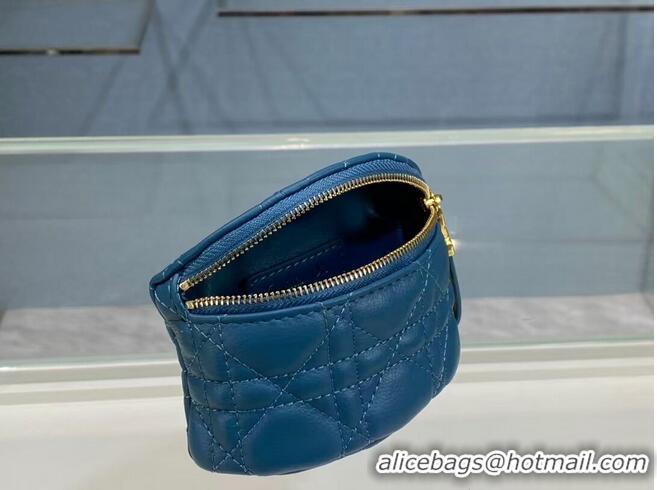 Classic Discount DETACHABLE DIOR CARO HALF-MOON COIN PURSE S5033U BLUE