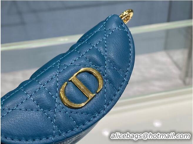 Classic Discount DETACHABLE DIOR CARO HALF-MOON COIN PURSE S5033U BLUE