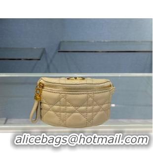 Inexpensive DETACHABLE DIOR CARO HALF-MOON COIN PURSE S5033U Beige