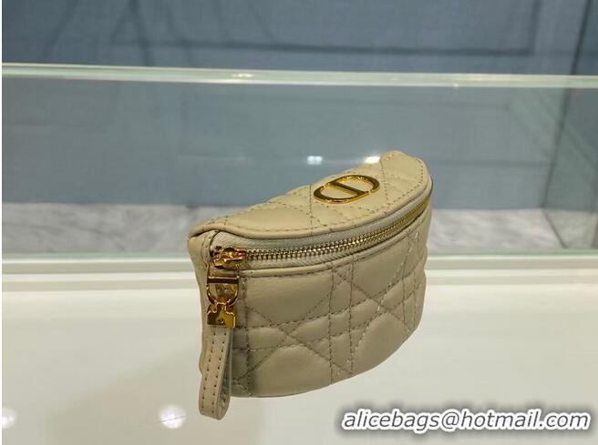 Inexpensive DETACHABLE DIOR CARO HALF-MOON COIN PURSE S5033U Beige