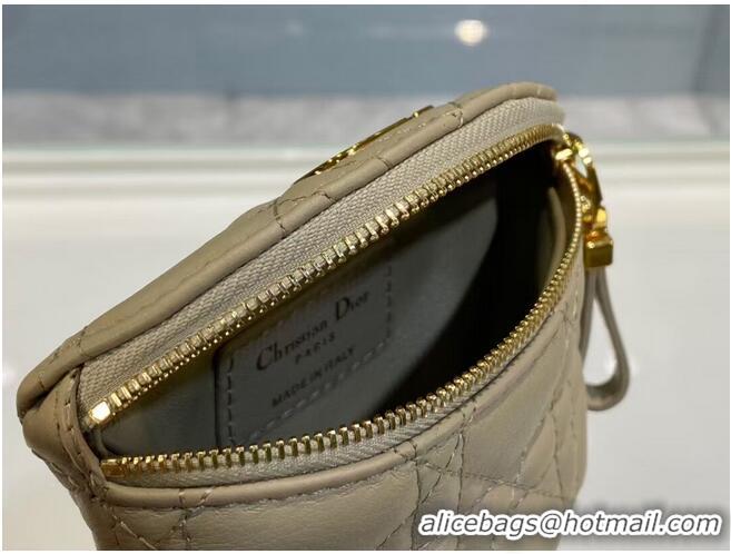 Inexpensive DETACHABLE DIOR CARO HALF-MOON COIN PURSE S5033U Beige