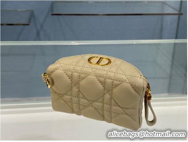 Inexpensive DETACHABLE DIOR CARO HALF-MOON COIN PURSE S5033U Beige