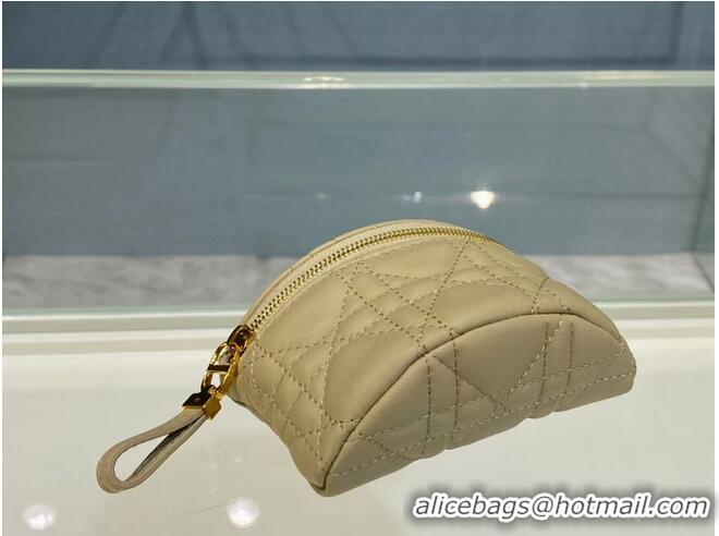 Inexpensive DETACHABLE DIOR CARO HALF-MOON COIN PURSE S5033U Beige