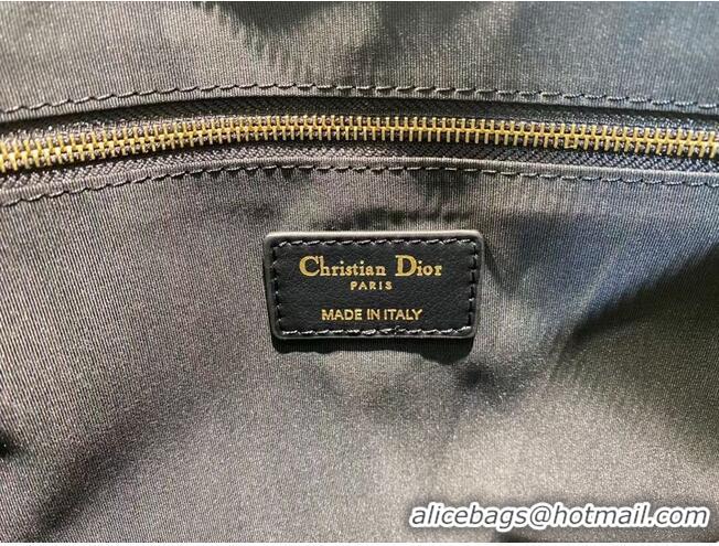 Wholesale LARGE DIOR CARO DAILY POUCH Black Supple Cannage Calfskin S5086U