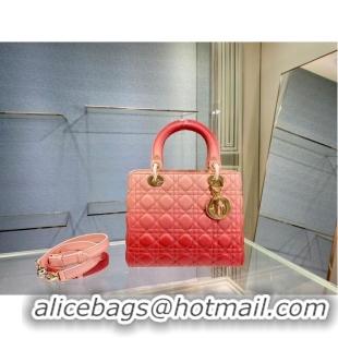 Top Quality MEDIUM LADY DIOR BAG Pink Gradient Cannage Lambskin M0565OS