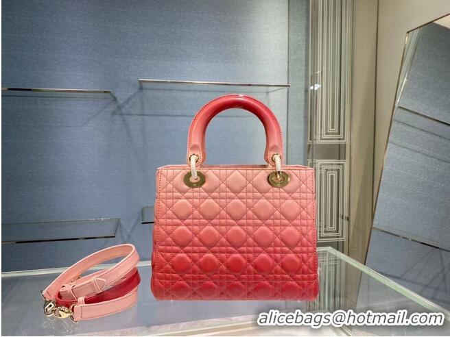 Top Quality MEDIUM LADY DIOR BAG Pink Gradient Cannage Lambskin M0565OS