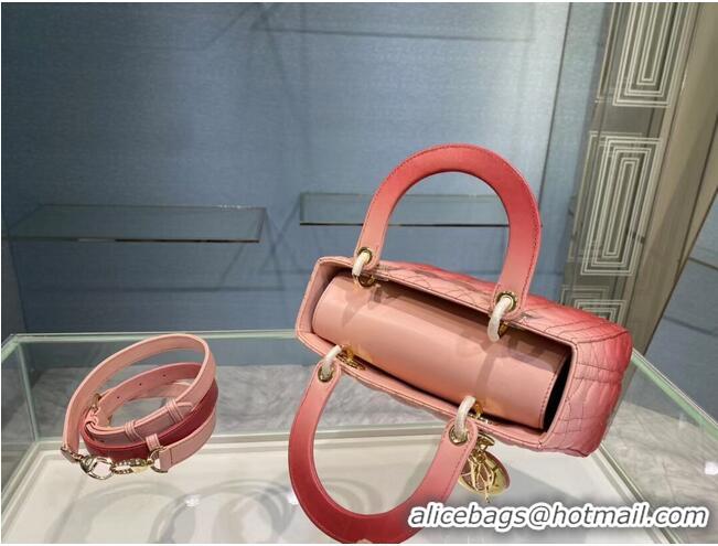 Top Quality MEDIUM LADY DIOR BAG Pink Gradient Cannage Lambskin M0565OS