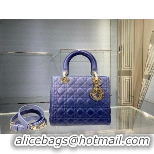 Inexpensive MEDIUM LADY DIOR BAG Gradient Cannage Lambskin M0565OS blue