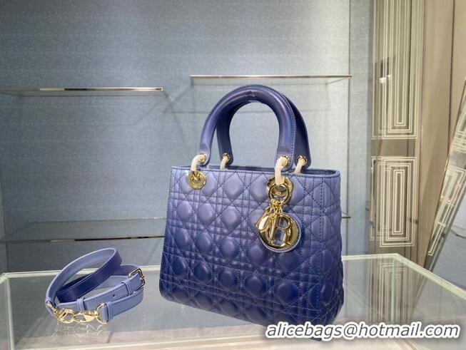 Inexpensive MEDIUM LADY DIOR BAG Gradient Cannage Lambskin M0565OS blue