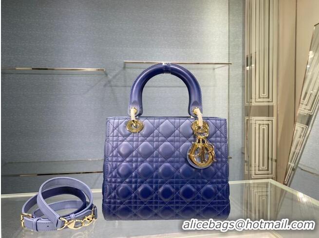 Inexpensive MEDIUM LADY DIOR BAG Gradient Cannage Lambskin M0565OS blue