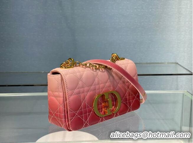 Elegant SMALL DIOR CARO BAG Pink Gradient Cannage Lambskin M9241