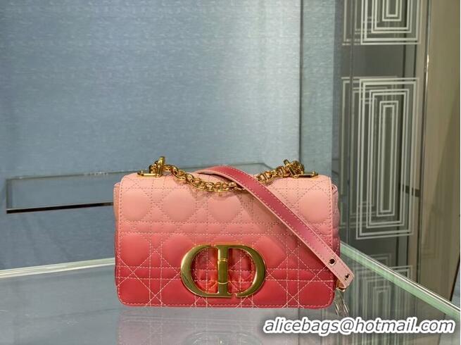 Elegant SMALL DIOR CARO BAG Pink Gradient Cannage Lambskin M9241