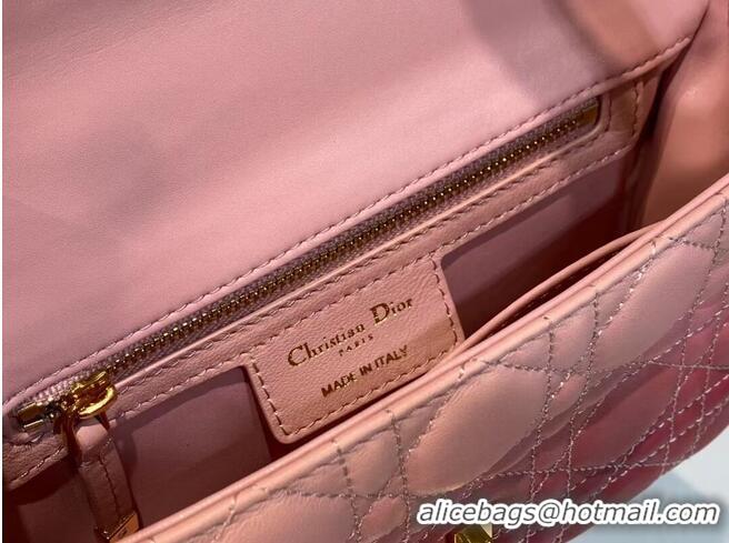 Elegant SMALL DIOR CARO BAG Pink Gradient Cannage Lambskin M9241