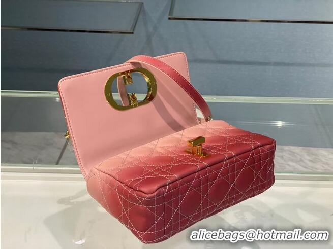 Elegant SMALL DIOR CARO BAG Pink Gradient Cannage Lambskin M9241