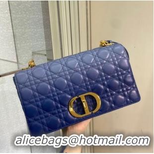 Free Shipping LARGE DIOR CARO BAG Indigo Blue Gradient Cannage Lambskin M9243U