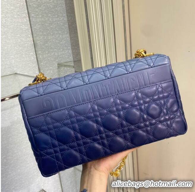 Free Shipping LARGE DIOR CARO BAG Indigo Blue Gradient Cannage Lambskin M9243U