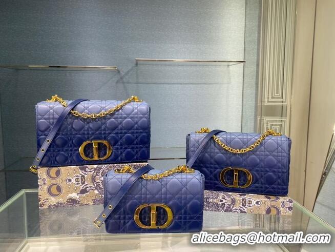 Free Shipping LARGE DIOR CARO BAG Indigo Blue Gradient Cannage Lambskin M9243U