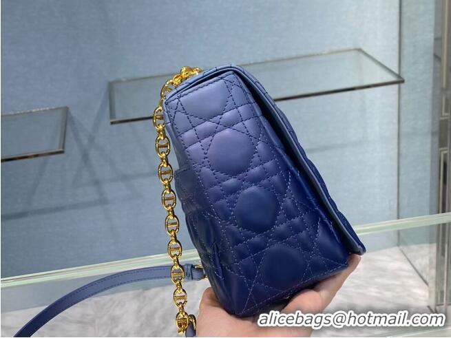 Free Shipping LARGE DIOR CARO BAG Indigo Blue Gradient Cannage Lambskin M9243U